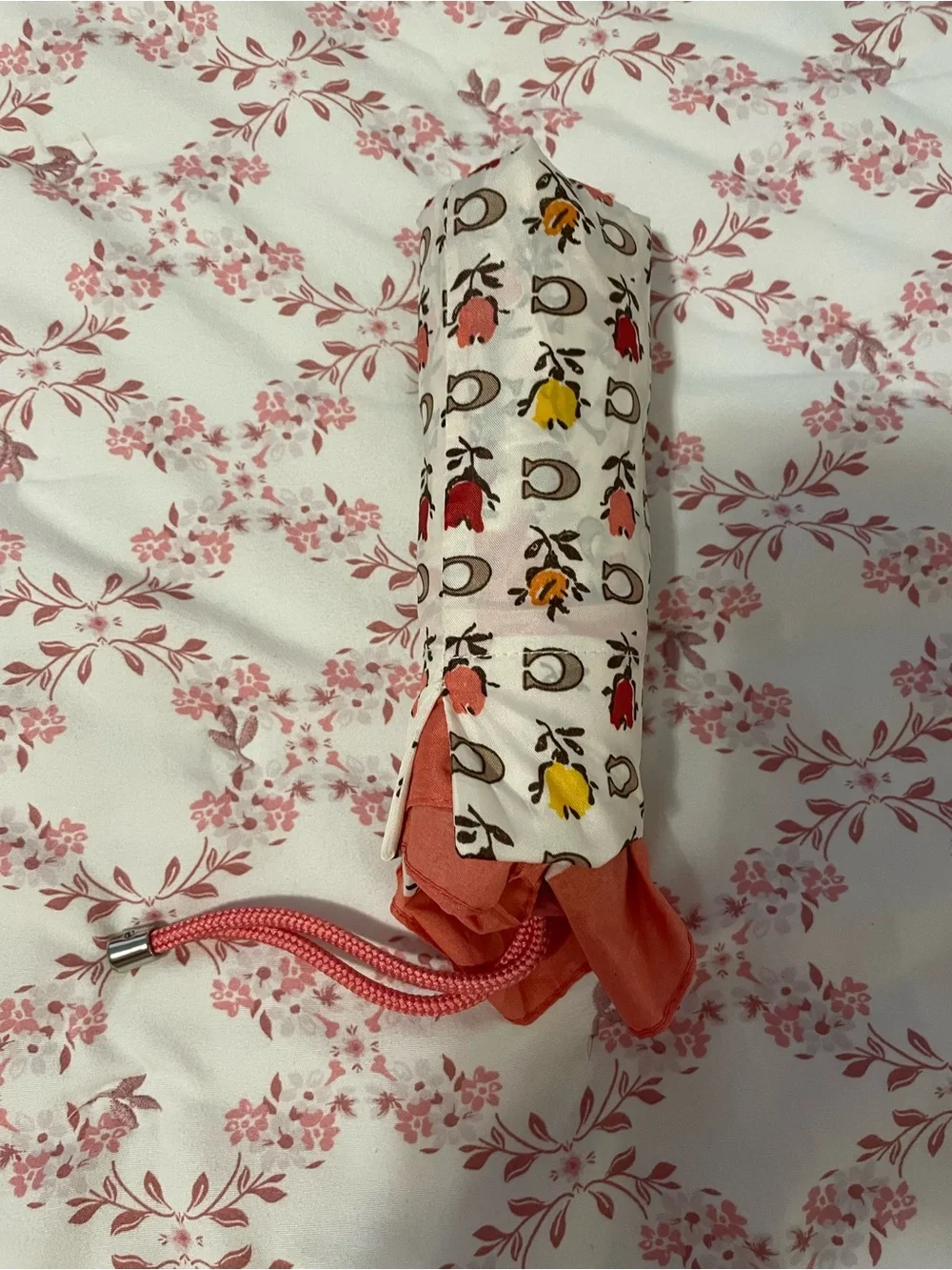 NWOT Coach Floral Print Foldable Umbrella – Coral Accent